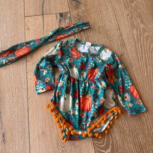 Floral Pumpkin Kids Costume with Headband